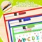 Dry Pockets with 2 Rings, 10 X 14 Oversized Reusable Dry Erase Pocket Sleeves in 10 Colors Bulk, Plastic Clear Sheet Protectors for Classroom School Teacher Supplies Storage
